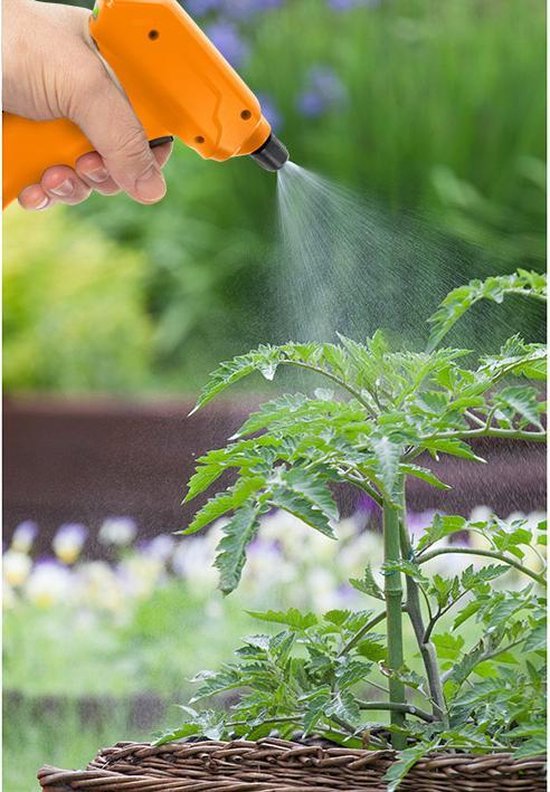 Toolland Drukspuit, elektrisch, regelbare sproeikop, ledindicator, 1 liter, wit/oranje/zwart