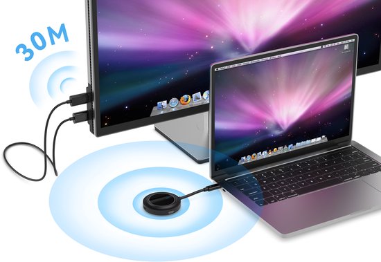 Conceptronic ATHERIC01B - Draadloze Beeldschermadapter - Draadloze USB-C naar HDMI beeldschermset 1080P - HDMI/USB - Volledige HD Dongle