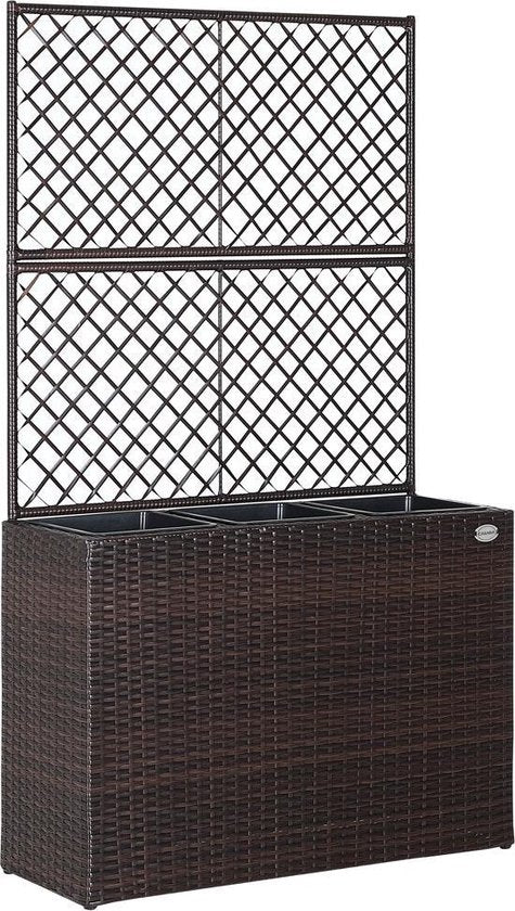 Casaria Polyrattan Bloembak – 3 Bakken/Klimophek - Bruin