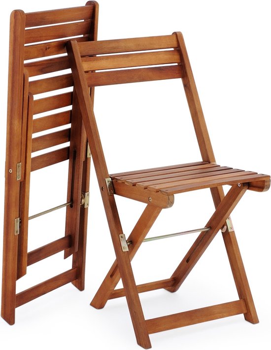 Casaria Balkonset – Inklapbaar Acaciahout – 2 Stoelen & Tafel – 58 x 60 x 71 cm – Bruin