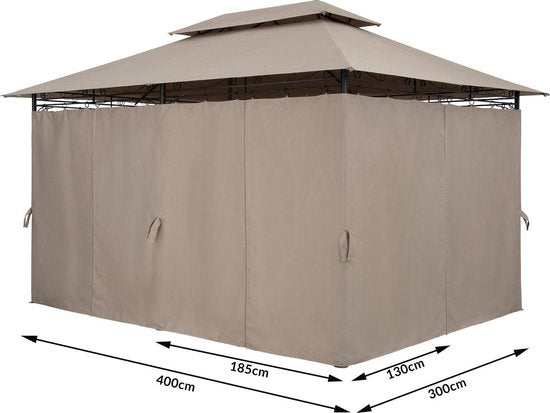 Casaria Paviljoen Topas 3x4m - UV-bescherming 50+ - Taupe