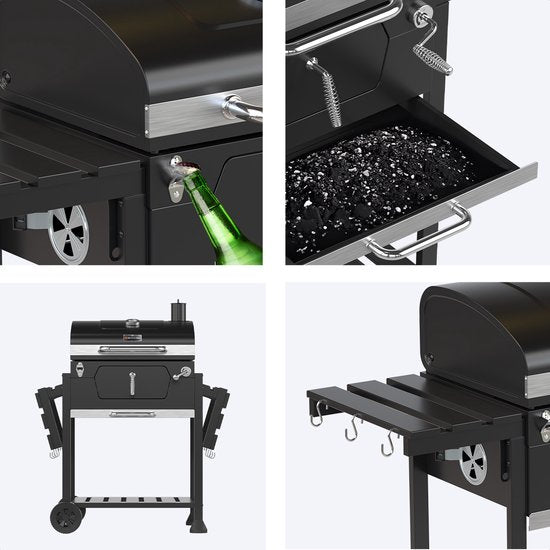 KitchenBrothers Smoker BBQ – Verstelbaar – 120,5 x 62,5 x 119,5 cm – Zwart
