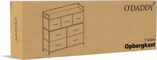O'DADDY® Opbergkast - Dressoir - Ladekast - Industrieel - 7 Laden - Ladenkast - Kast - 28,5 x 98 x 85 cm - Vintage Bruin/Zwart