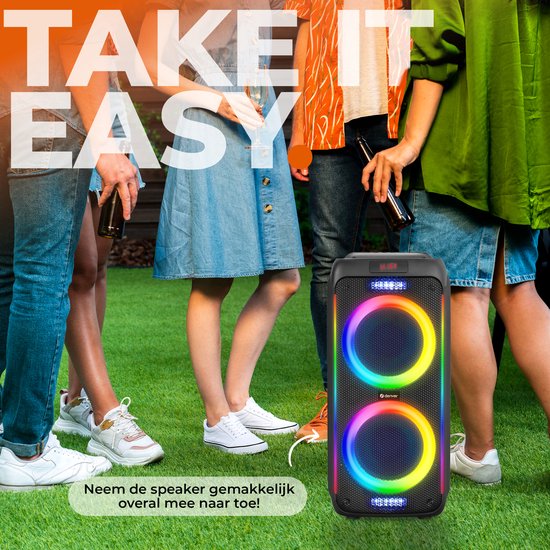 Denver Bluetooth Speaker Party box - Discolichten - Partybox - Incl. Draadloze Microfoon & Afstandsbediening - BPS458