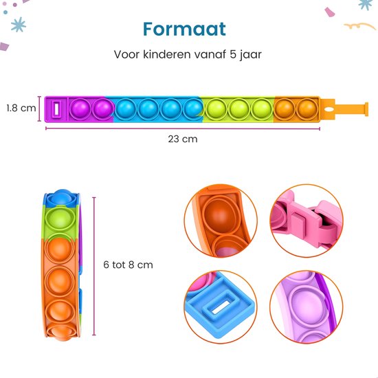 Partizzle 24x Fidget Toys Pop It Armbanden Pakket - Armbandjes Uitdeelcadeautjes - Grabbelton Traktatie Cadeautjes - Voor Kinderen & Peuters