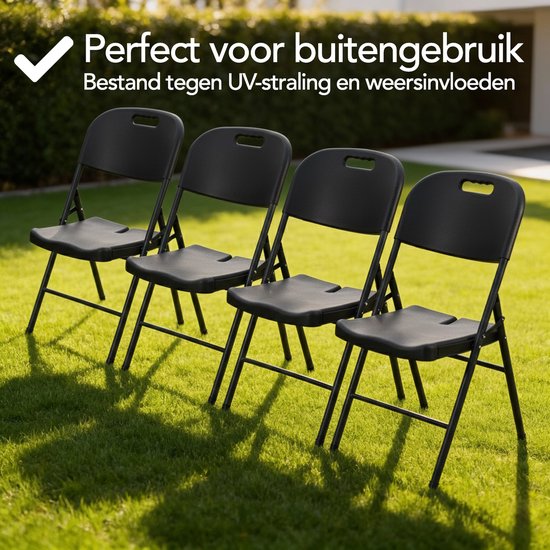 Brixy Klapstoelen – Set van 4 - Vouwstoelenset - Zware Kwaliteit - Weersbestending - Opvouwbare Stoelen - 47 x 54 x 87 CM – Zwart