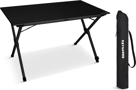 TRVLMORE Campingtafel - 120x70x70cm - Lichtgewicht met Aluminium Frame - Vouwtafel Verstelbaar - Kampeertafel - Klaptafel - Zwart