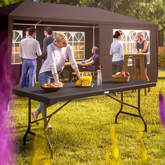 CASARIA Tuintafel - 183x76cm Inklapbaar Weerbestendig – Antraciet