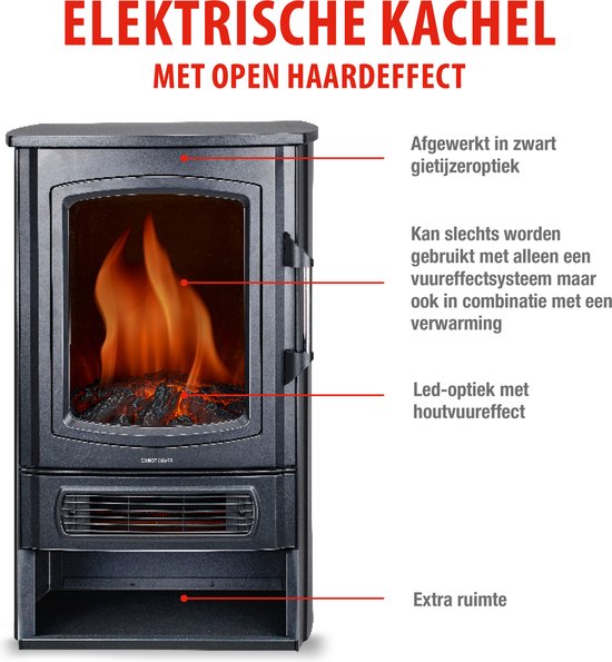 alpina Elektrische Sfeerhaard Helsinki ND-183 - Elektrische Haard met Verwarming - LED Vlammeneffect