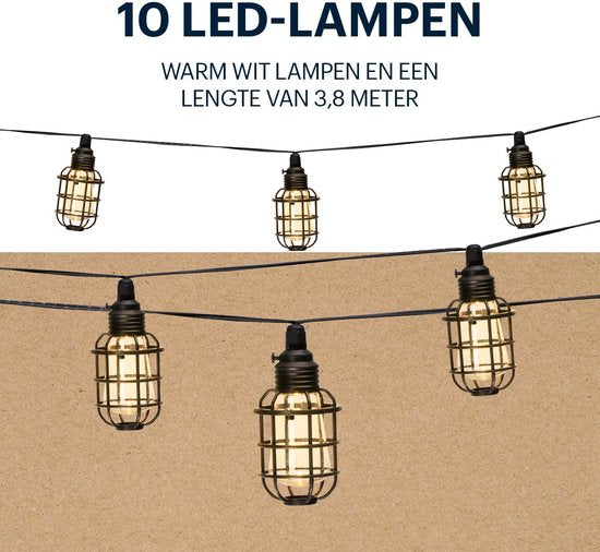 Tuinverlichtingslinger - 3,8 m - Zonne-energie - Warm Witte LED's