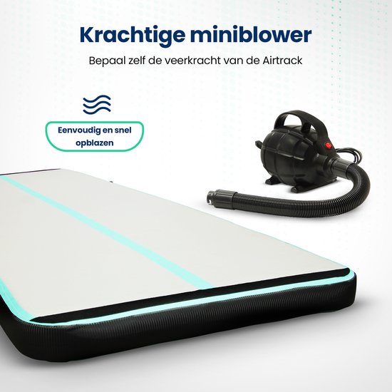 Flipflex Airtrack - Turnmat - 3 Meter - 10cm Dik - Gymnastiekmat - Inclusief 600W Miniblower - Met Luxe Draagtas - Turnen