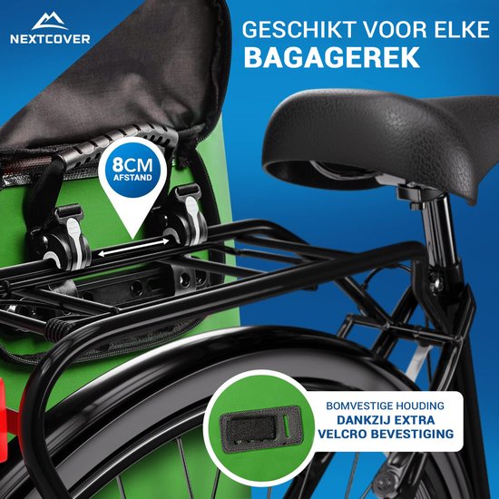 NEXTCOVER® NIEUW 3-in-1 fietstas voor bagagedrager [Aquashield] - Reflecterend bagagedragertas waterdicht - rugzak en schoudertas [25 liter]- Groente