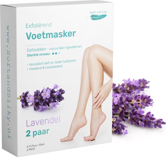 Soft & Silky Eeltsokken - 2 pack - Foot peel mask - Eeltverwijderaar voor voeten - Voet - Masker - Eelt - Vijl - Rasp - crème vervanger - Peeling - Lavendel -