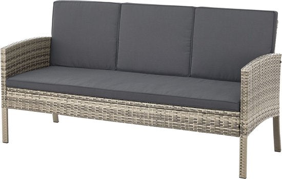 Tuinset / Loungeset / Zitgroep Turin - 7 personen - Polyrattan - Incl. kussens - Grijs