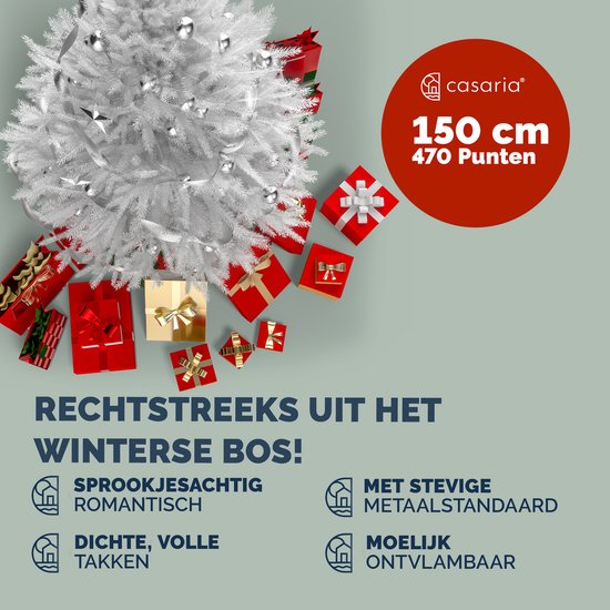 Casaria Kerstboom PVC - Metalen Voet - 150 cm Wit