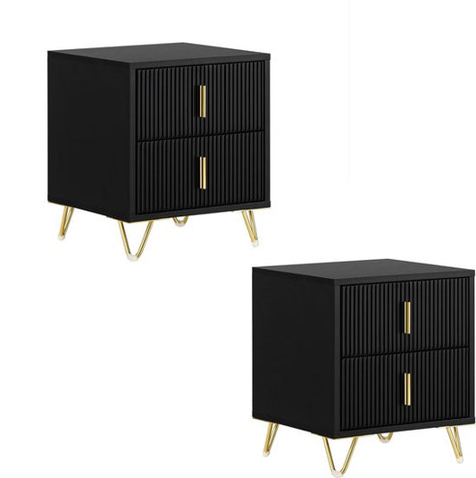 SoBuy 2-delige Nachtkastje met 2 Schuifladen - Bijzettafel - Sofa Bijzettafel - Salontafel - Slaapkamertafel - Bedtafel met 2 Lade voor Woonkamer, Slaapkamer, Kantoor, Zwart, 40x40x47cm, FBT115-SCHx2