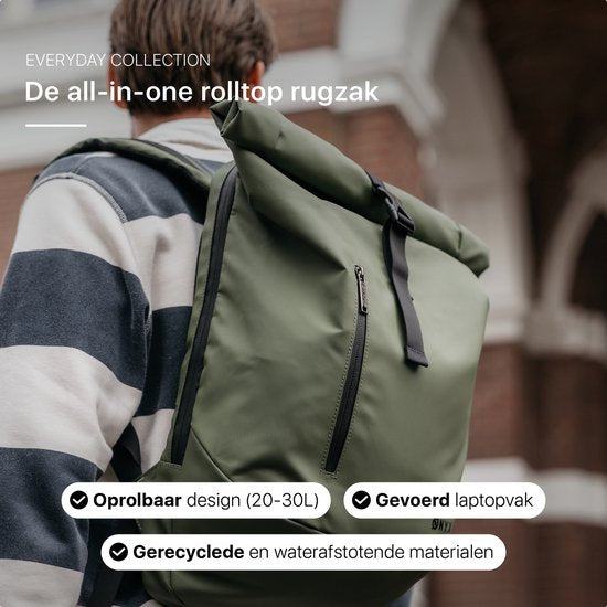 ONYX Rolltop PRO Rugzak 20 tot 30L - Met Laptopvak - Verstelbare Rugtas - Reistas - Waterbestendig en Duurzaam - Forest Green