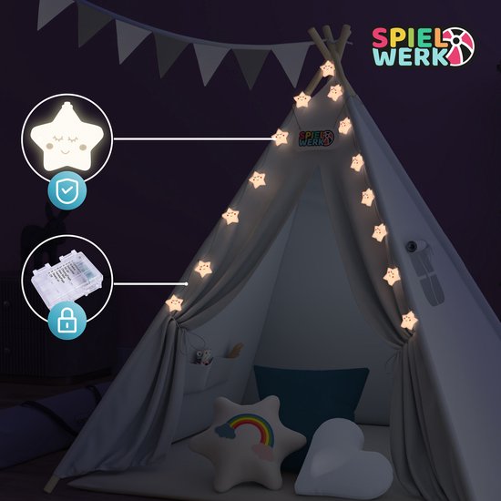 Spielwerk Speeltent – LED 3 Kussens Spanschroef 130x130x160cm - Grijs