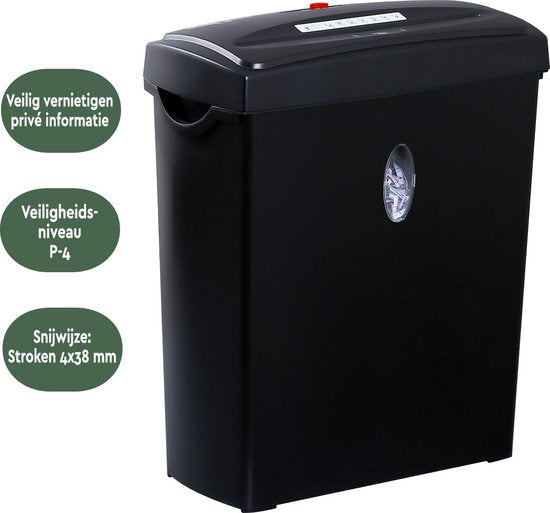 BRASQ Papierversnipperaar - PS406 - opvangbak 11L - P4 norm - 6 vellen - Creditcard Vernietiger - Zwart