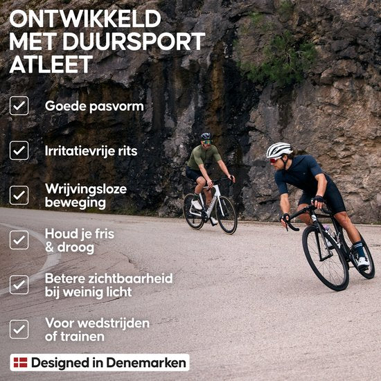 DANISH ENDURANCE Fietstrui voor Heren - Wielershirt - Korte Mouwen - Quick-Dry - Olijfgroen - Maat M