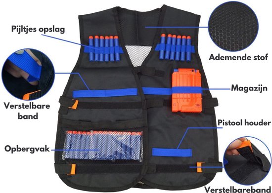 VAIVE Tactical vest geschikt voor Nerf - Inclusief pijltjes & magazijn voor guns
