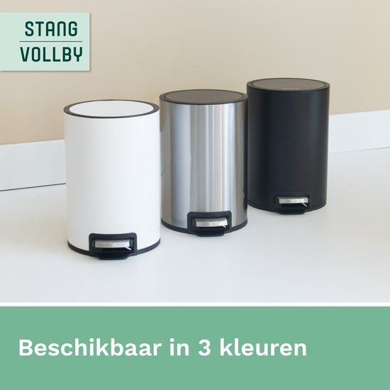 StangVollby Kallax Prullenbak 5 Liter - Zwarte Badkamer Pedaalemmer - Kleine Prullenbak met Soft Close Deksel - Toilet Vuilnisbak - Afvalemmer Klein - Vuilbak