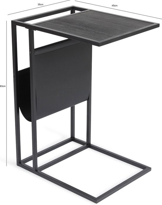Lifa Living Magazine rek Manhattan Zwart- Hout, Pu-Leer - Zwart- 35x45x63 (LxBxH)