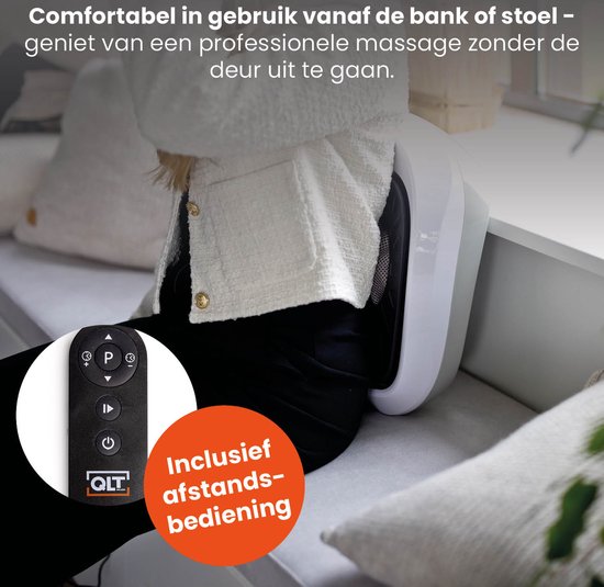 QLT VibroPulse Pro Been- en Voetmassage Apparaat – Shiatsu Massageapparaat met 10 programma’s en 20 Snelheden - Directe Pijnverlichting - Wit