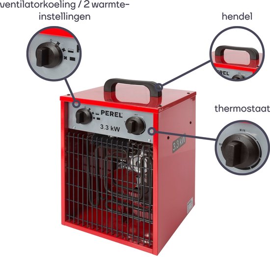 Perel Ventilatorkachel, voor binnen, 2 warmtestanden, 3300 W
