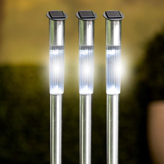 Grundig Solar Tuinverlichting – Tuinlantaarn Zonne Energie met RVS behuizing – Spatwaterdicht IP44 Tuinverlichting op Zonneenergie voor buiten