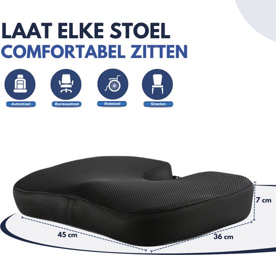 Softsie Zitkussen Orthopedisch en Ergonomisch - Stuitkussen - Zitkussens - Wigkussen - Auto - Zit Kussen