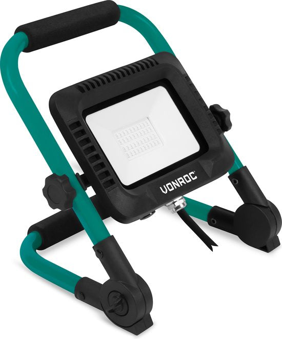 VONROC Led werklamp 30W – Opvouwbaar – Kantelbaar - Brede stralingshoek 120°