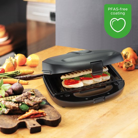 Bourgini MultiGrill 3-in-1 – Tosti apparaat, Grill & Wafel ijzer – PFAS-vrij – Verwisselbare platen – 750W