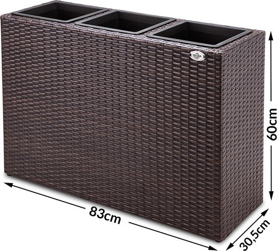 Casaria Staande Plantenbak – met Waterafvoer 83x30,5x60cm – Bruin