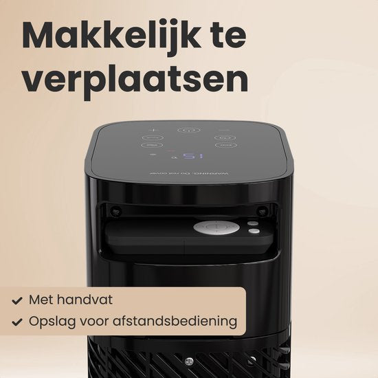 Auronic Elektrische Kachel - Keramische Kachel - Toren Kachel - 2200W Heater - Zwart