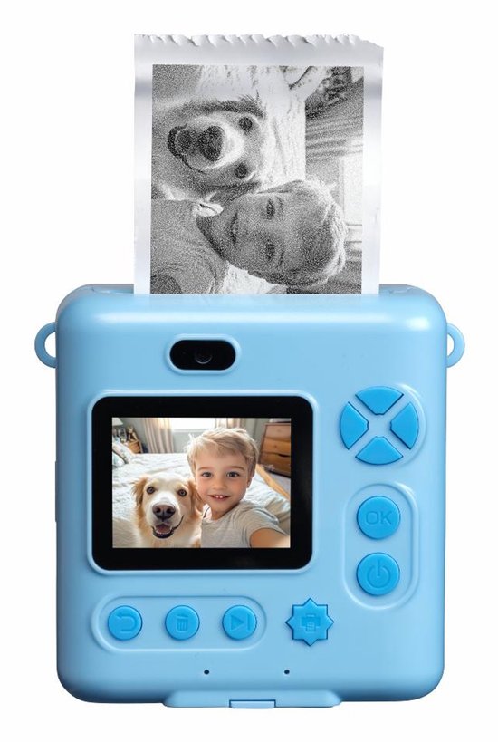 Denver Kindercamera Full HD met Printer - Selfie Camera - 20MP - Digitale Camera Kinderen - Foto - Video - Spelletjes - KPC1363 Blauw