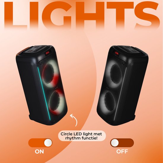 Denver Bluetooth Speaker Party box - Discolichten - Partybox - Incl. Draadloze Microfoon & Afstandsbediening - BPS458