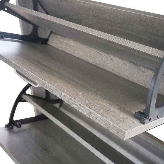 VVD Schoenen rek - 3 vakken met klepdeuren - grijs bruin kleurig - 30x112x60cm
