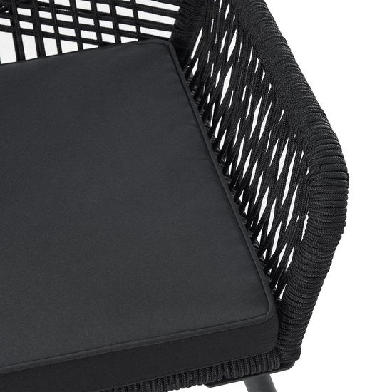 Juskys – Kastos Tuinstoelen – Set Van 2 – 61 x 57 x 86 cm – Inclusief Zitkussens En Belastbaar Tot 150 kg – Voor Balkon En Terras – Zwart Polypropyleen En Staal