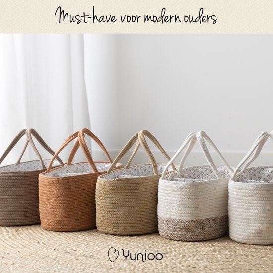 Yunioo Luiertas en Commodemandje │ Luiermand voor Babykameraccessoires │ Luier Organizer │ Opbergmand kinderkamer │ Kraamcadeau babyshower │Speelgoedmand │ Bruin