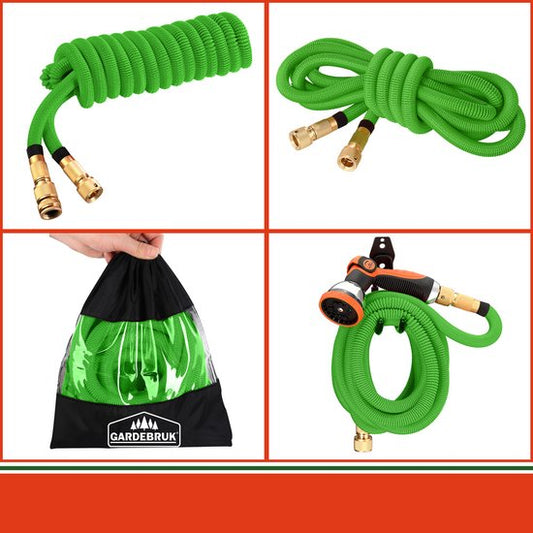 Gardebruk Tuinslang Flexibel - 15m 1/2" 3/4" Inch Wandmontage – Groen
