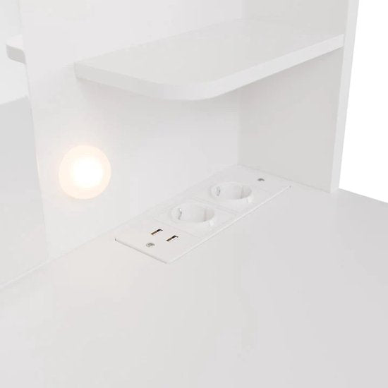 Kaptafel / Schminktafel Malia - Incl. Spiegel en LED - Wit