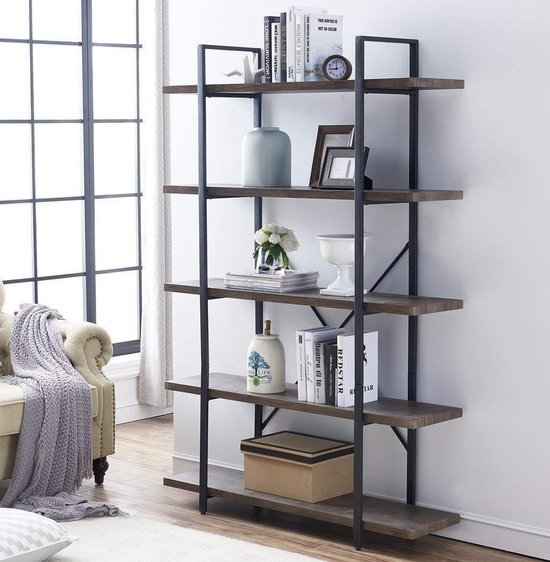 VDD Wandkast - industrieel - metaal/hout - zwart - 140x32x178 cm