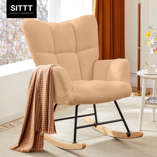 SITTT Schommelstoel - Relaxstoel babykamer - Fauteuil - Voedingsstoel - Bruin - Mocha Mousse
