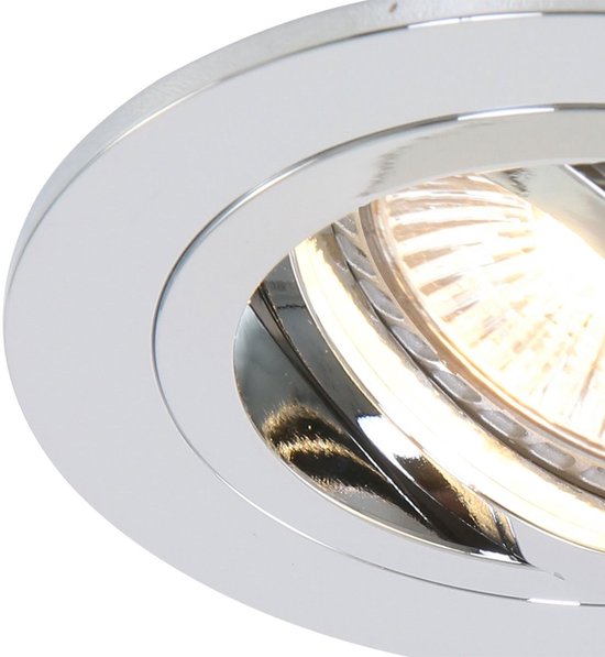 Inbouwspot Pelite 7304CH in glanzend chroom Ø10 cm - Modern, kantelbaar, geschikt voor binnengebruik - Steinhauer, Metaal, Elektronica, Kunststof