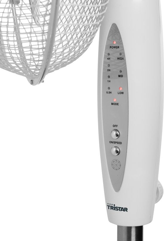 Statiefventilator 40 cm – Met Afstandsbediening & Timer – 3 Snelheden – In Hoogte Verstelbaar – Tristar VE-5898 – Wit