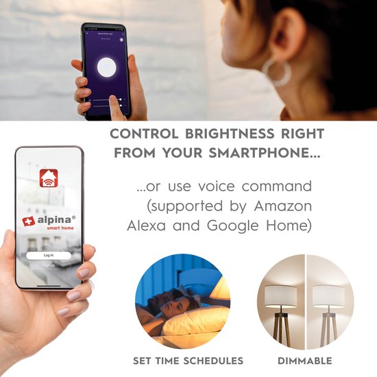 alpina Smart Home RGB Lamp - GU10 - 5W - WW + RGB - Slimme verlichting - LED - App Besturing - Spraakbediening - Amazon Alexa - Google Home