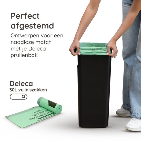Deleca Recycle Prullenbak met 2 Vakken - 60 Liter (2x30) Afvalbak - Afvalscheiding / Statiegeld container / Pedaalemmer - Vuilnisbak met FreshAura Geurbestrijding - Slow Close - RVS Crème Wit