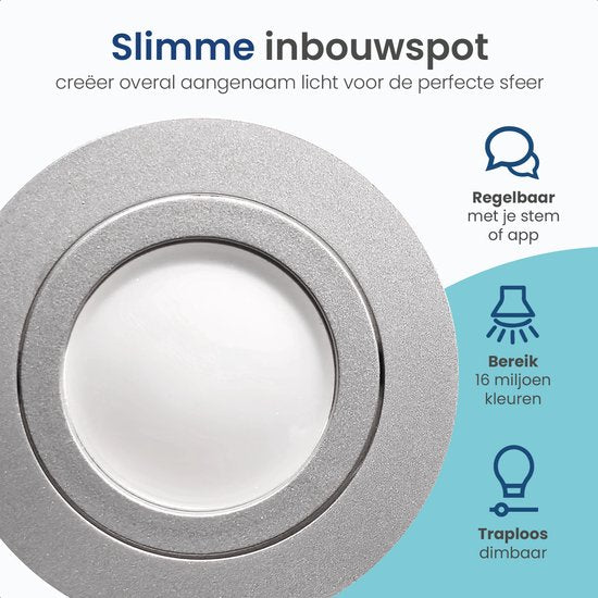 Gologi Slimme Inbouwspots - Smart LED Downlight Dimbaar - Kantelbaar - RGB+CCT Licht - Gu10 LED Lamp - Wit