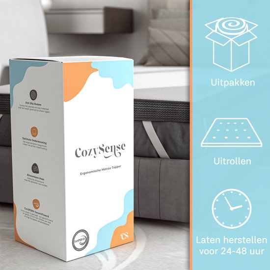 CozySense® Topper 90x200 - Topmatras - Topdekmatras - Traagschuim met Verkoelende Gel - CertiPUR® - Medium Hardheid - 8 CM - Wasbare Hoes